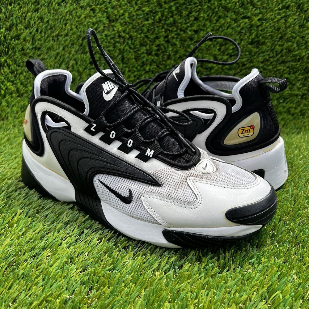 Nike Men Size 8 Zoom 2K ZM Air 2000 White Black Sneakers AO0269-101